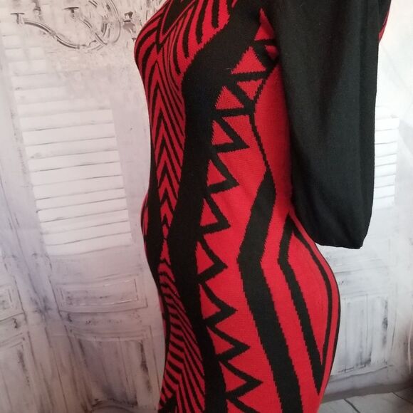 derek Heart Knit long S large dress red party - Picture 4 of 8